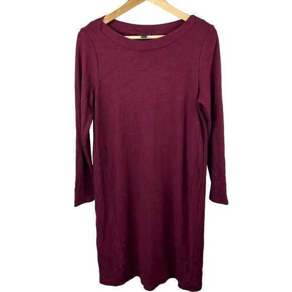 J.JILL, Wearever Collection Marooon Long Sleeve Jersey Knit Dress Sz MP - Picture 1 of 10